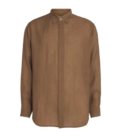 System Hidden Button Shirt In Brown