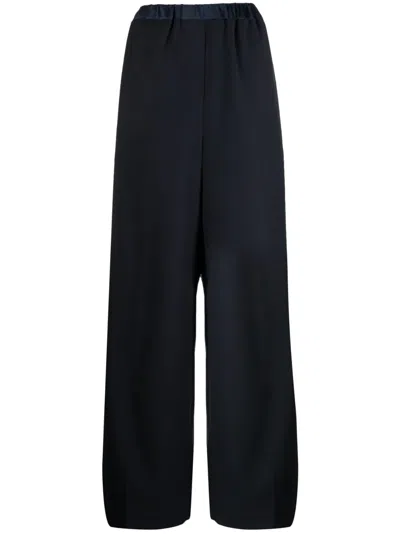 System High-waisted Palazzo Pants In Blue