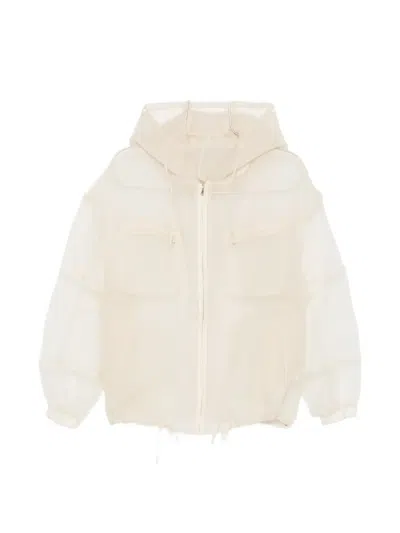 System Hooded Chest-pocket Jacket In White