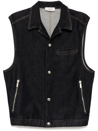 System Indigo Denim Vest In Blue