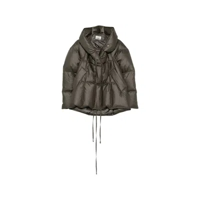 System Quilted Hooded Puffer Jacket In Green