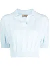 System Knitted Cropped Top In Blue
