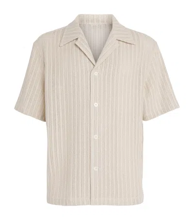 System Knitted Short-sleeve Shirt In Beige