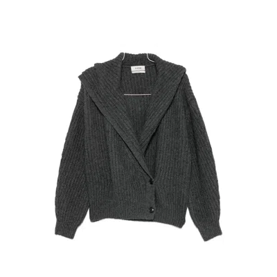 System Ribbed-knit Hooded Cardigan In Blue
