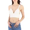 System Ladies Off White Crochet Crop Top In White