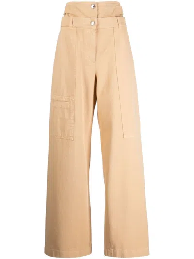 System Layered-waist Tapered Trousers In Brown