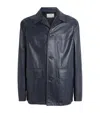 System Leather Jacket In Blue