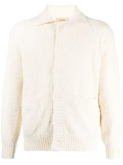 System Off-white Button-down Cardigan In Cr Cream