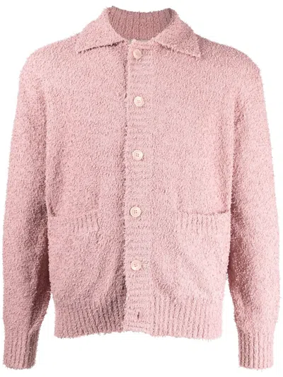 System Long-sleeve Knitted Cardigan In Pink