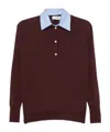 System Button-placket Sweater In Wine