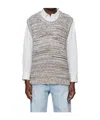 System Mixed Color Knitted Vest In White