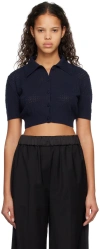 System Navy Cropped Cardigan In Dark Navy