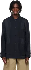 System Navy Sheer Chore Overshirt In Blue