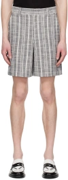 System Off-white & Navy Stripe Shorts In Ny Navy