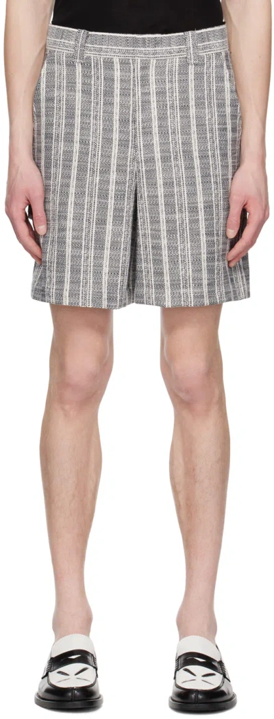 System Off-white & Navy Stripe Shorts In Ny Navy