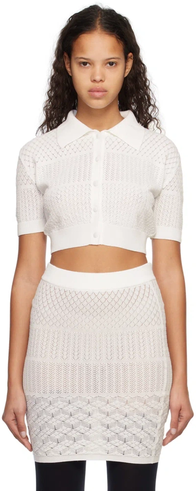 System Off-white Cropped Cardigan In Ivory