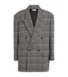 System Oversized Check Double-breasted Blazer In Gray
