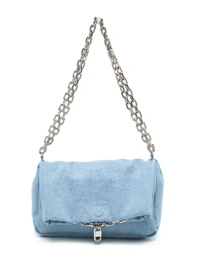 System Padded Denim Shoulder Bag In Blue