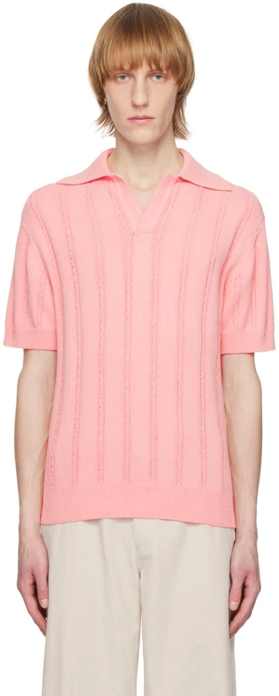 System Pink Open Placket Polo In Lp Light Pink