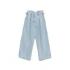 System Pleated Button-fastening Jeans In Blue
