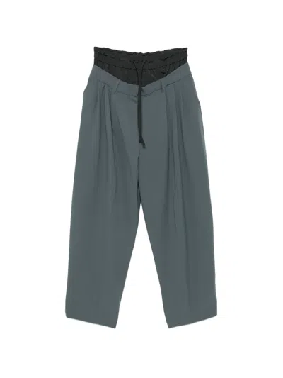 System Pleated Drawstring Trousers In Gray