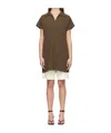 System Brown Polyester Mini Dress In Green