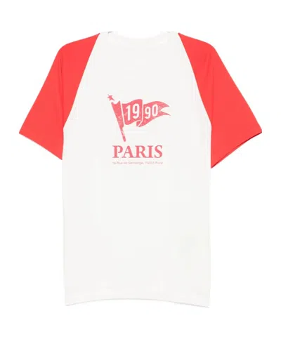 System Raglan-sleeve Graphic-print T-shirt In White/red