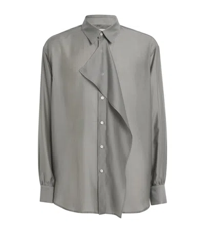 System Scarf-detail Shirt In Gray