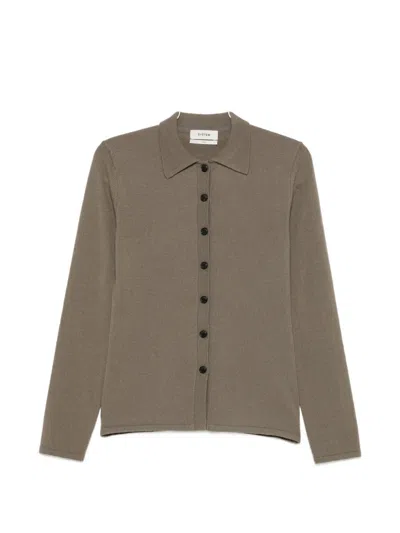 System Scarf-detail Button-up Cardigan In Brown