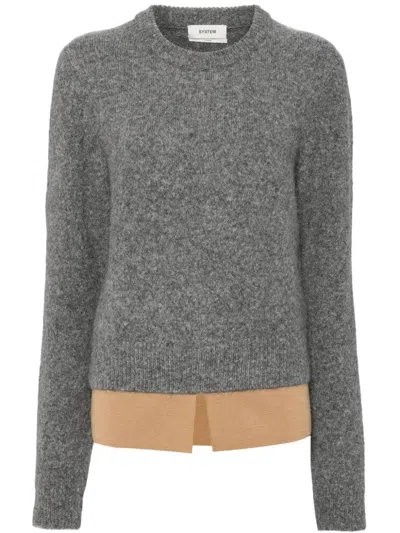 System Shirt Layered Knit Top In Grey