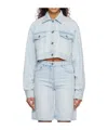System Blue Cropped Denim Jacket In Blue