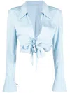 System Tie-fastening Cropped Blouse In Blau