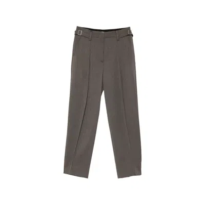 System Buckle-detail Pressed-crease Tailored Trousers In Gray
