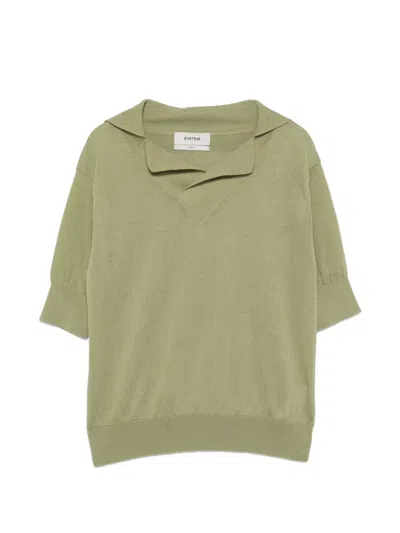 System V-neck Short-sleeve Top In Green