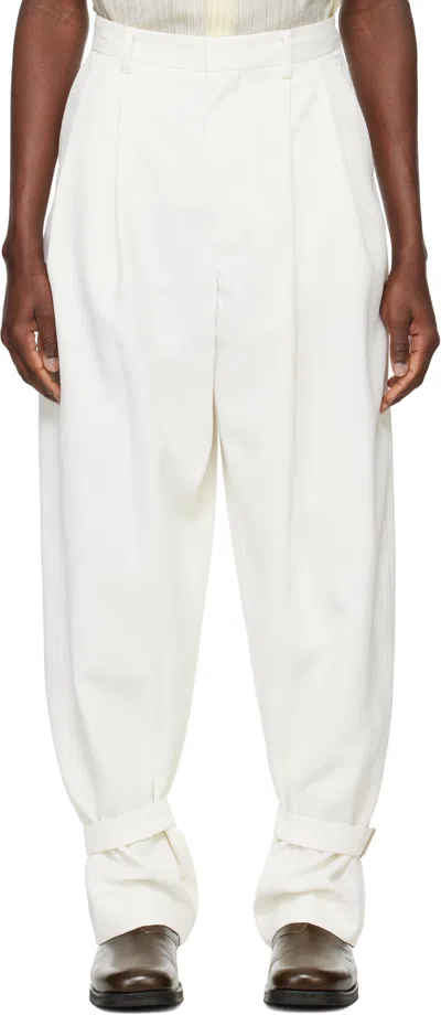System White Ankle Strap Wool Trousers