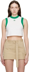 System White Embroidered Tank Top In Off White