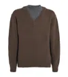 System Wool-blend Double-layer Sweater In Brown