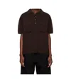 System Wool Blend Short-sleeved Polo Shirt In Brown