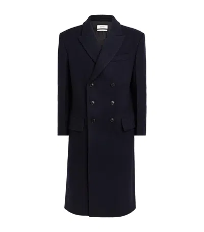 System Wool-cashmere Double-breasted Coat In Navy