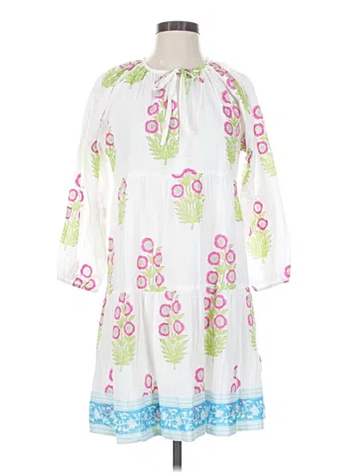 Pre-owned Sz Blockprints Casual Dress In White