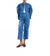 Sz Blockprints Denim Disco Pants In Navy Small Paisley In Multi