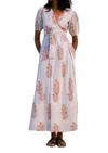 Sz Blockprints Emily Dress In Poppy Stamp & Thin Stripes In Multi