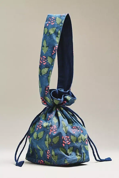 Sz Blockprints Folk Print Dumpling Bag In Blue