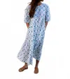 Sz Blockprints Gaia Midi Dress In White In Blue