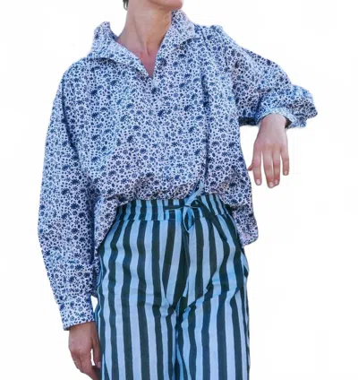 Sz Blockprints Kali Top In Ditsy Print In Blue