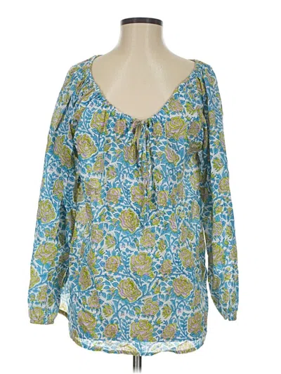 Pre-owned Sz Blockprints Long Sleeve Blouse In Blue