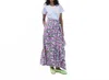 Sz Blockprints Long Wrap Skirt In Flower Power Print In Blue