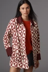 Sz Blockprints Patterned Swing Coat Jacket In Brown