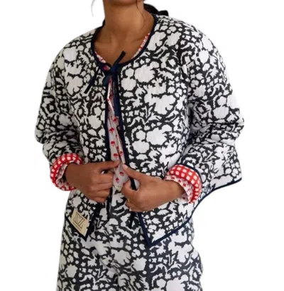Sz Blockprints Reversible Quilted Jacket In Midnight/cherry Red In Multi