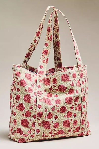 Sz Blockprints Rose Print Canvas Tote In Multi